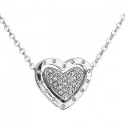 Stříbrný náhrdelník se zirkonem bílé srdce 12029.1