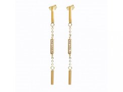 Retiazkové pozlátené náušnice so Swarovski Elements čiarka Gold Shadow