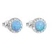 Strieborné náušnice kôstky so syntetickým opálom a krištáľmi Preciosa svetlomodré okrúhle 31217.1 Lt. Blue s. Opal