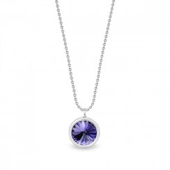 Stříbrný náhrdelník fialový se Swarovski Elements Birthday Stone NB1122SS29TA Tanzanite