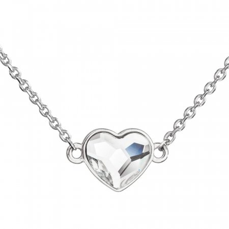 Stříbrný náhrdelník s krystalem Swarovski bílé srdce 32061.1 Krystal
