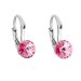 Strieborné náušnice visiace s kryštálmi Swarovski ružové okrúhle 31230.3 Rose