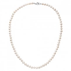 Perlový náhrdelník z pravých říčních perel bílé oválné perly 22037.1