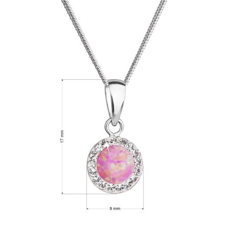Náhrdelník se syntetickým opálem a křišťály Preciosa růžový 32083.1 Lt.rose