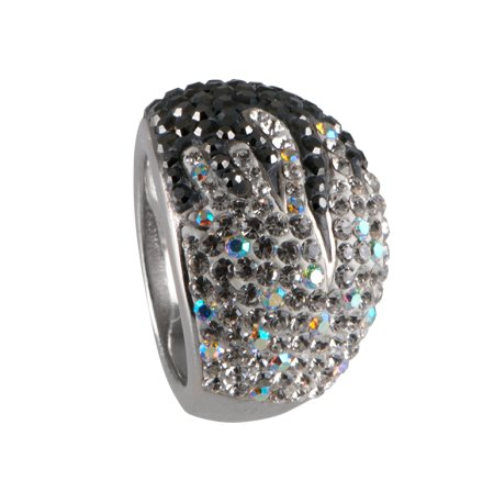 Prsteň so Swarovski Elements Kryštál + AB + Hematite