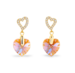Náušnice zlaté so Swarovski Elements Amore KCSG622810LCTSH Light Colorado Topaz Shimmer