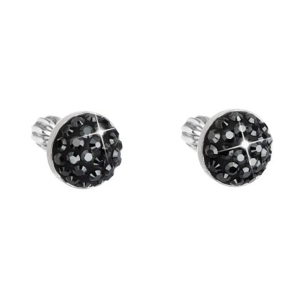 Strieborné náušnice pecka s kryštálmi Swarovski čiernej 31336.5 Hematitu