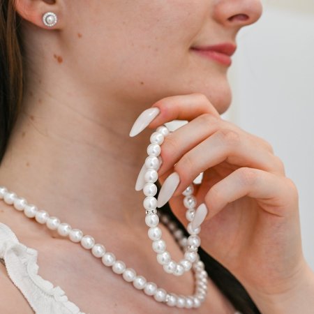 Náramok perlový 33017.1 Biela