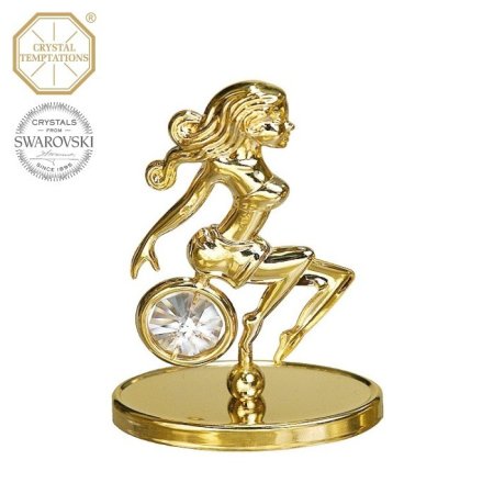 Kovová pozlátená figúrka Panna s bielymi kryštálmi Swarovski Elements