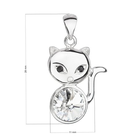 Strieborný prívesok s kryštálom Swarovski biela mačka 34235.1 Krystal
