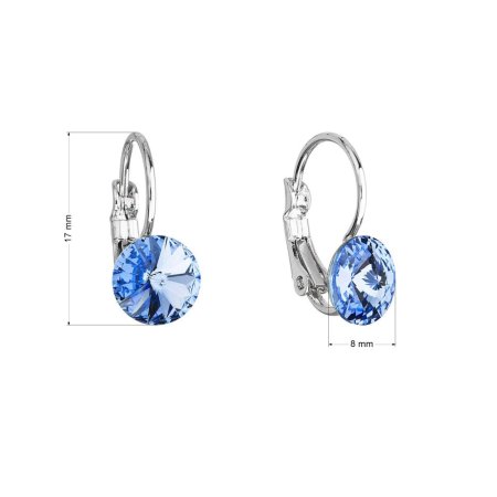 Náušnice bižuterie s křišťály Preciosa modré kulaté 51031.3 Lt.sapphire