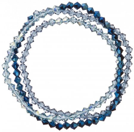 Náramek modrý se Swarovski Elements trojitý 33081.5 Metalic Blue