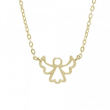 Stříbrný náhrdelník s motivem anděla ve zlaté barvě