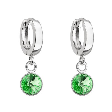 Strieborné visiace náušnice krúžky so Swarovski kryštálom 31300.3 Peridot