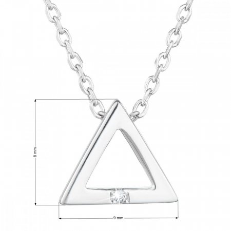 Stříbrný náhrdelník se zirkonem bílý trojúhelník 12016.1