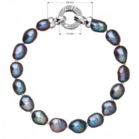 Perlový náramek z pravých říčních perel modrý 23011.3 Peacock
