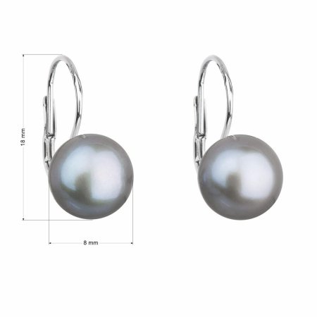 Stříbrné náušnice visací s šedou říční perlou 21009.3 Grey