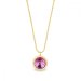 Náhrdelník růžový stříbrný pozlacený se Swarovski Elements Birthday Stone NBG1122SS29R Rose - Červen