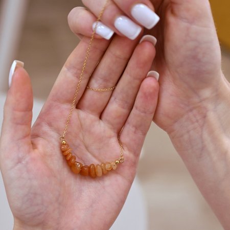 Náhrdelník s kamenem oranžový avanturín 42037.3 ocel