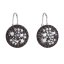 Stříbrné náušnice visací s krystaly Swarovski černé kulaté 31176.5 Hematite