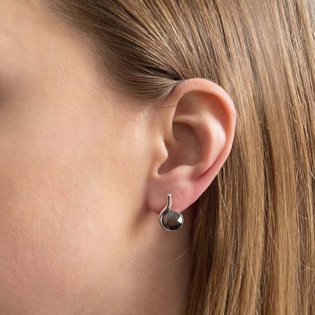 Strieborné náušnice kôstky so Swarovski kryštálmi čierne 31313.5 Hematite