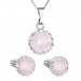 Súprava šperkov s kryštálmi Swarovski náušnice, retiazka a prívesok ružové opálové okrúhle 39352.7