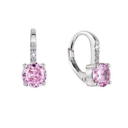 Strieborné náušnice detské okrúhle so zirkónmi 11478.3 Rose