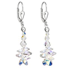 Strieborné náušnice visiace s kryštálmi Swarovski AB efekt strapec 31245.2 AB