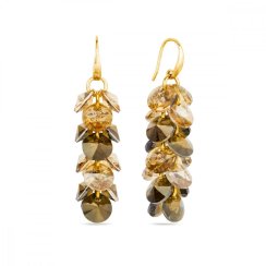 Náušnice zlaté so Swarovski Elements Frou Frou KWDG6428BRSGS Golden Shadow + Bronze Shade