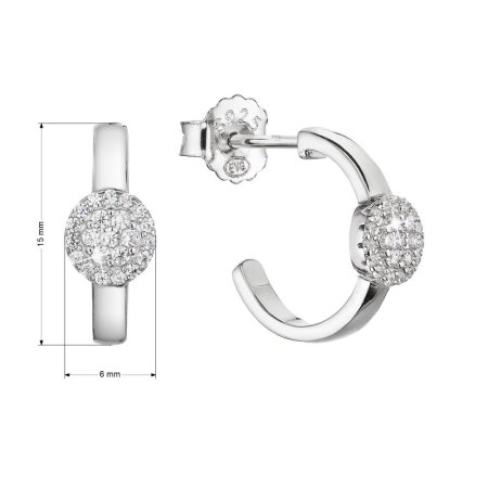 Strieborné náušnice kruhy so zirkónmi 11437.1 crystal