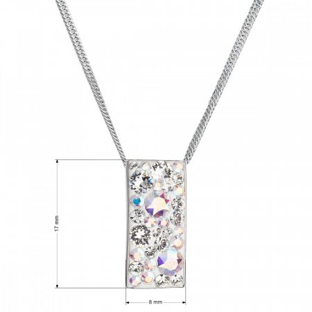Strieborný náhrdelník so Swarovski kryštálmi dúhový obdĺžnik 32074.2 AB