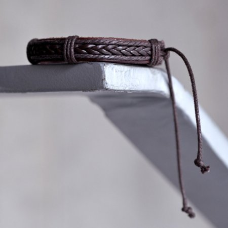 Náramek pánský z hnědé koženky vázací 43039.3 hnědý