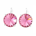 Stříbrné náušnice růžové se Swarovski Elements visací Rose 12mm