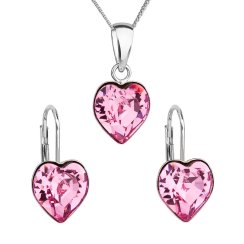 Sada šperkov s kryštálmi Swarovski náušnice, retiazka a prívesok ružové srdce 39141.3 Rose