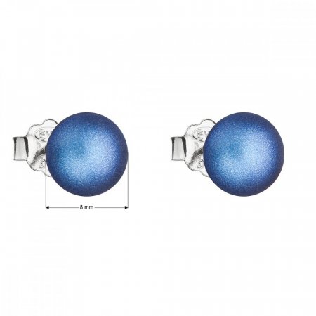 Stříbrné náušnice pecka s tmavě modrou matnou perlou 31142.3 Dark Blue