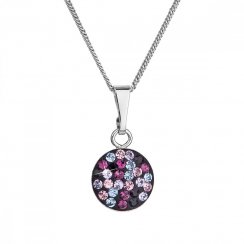 Stříbrný náhrdelník se Swarovski krystaly kulatý fialový 32086.3 Magic violet