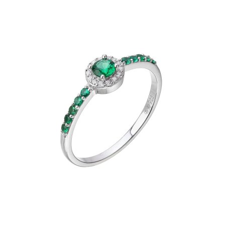 Strieborný prsteň zelené zirkóny 15041.3