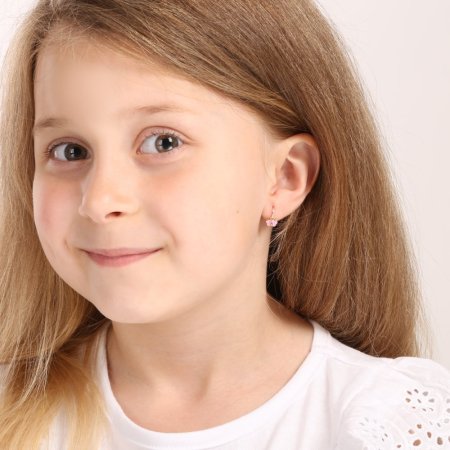 Zlaté 14 karátové detské náušnice ružový motýlik 91A00071