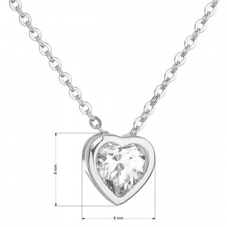 Strieborný náhrdelník so zirkónom biele srdce 12020.1