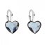Stříbrné náušnice visací s krystaly Swarovski modré srdce 31240.3 Denim Blue