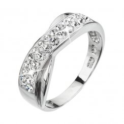Stříbrný prsten s křišťály Preciosa bílý 35041.1