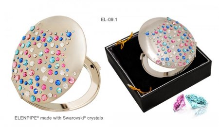 Kozmetické vreckové zrkadlo so Swarovski Elements Corals III ružovo modré EL-09.1