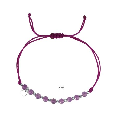 Textilní náramek fialový s korálky z ametystu 13059.3 amethyst