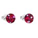 Stříbrné náušnice pecka s krystaly Swarovski červené kulaté 31136.3 Cherry