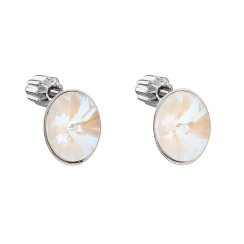 Stříbrné náušnice pecka s krystaly Swarovski bílý ovál 31274.4  Light Grey Delite