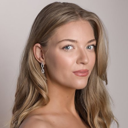 Strieborné náušnice dlhé očká so zirkónmi 11655.1