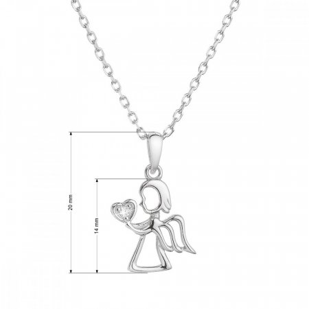 Strieborný náhrdelník anjel so zirkónom v srdiečku 12073.1