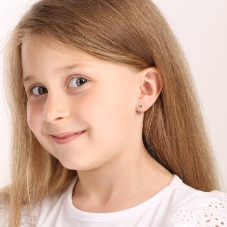 Pozlátené strieborné náušnice kvietky s fialovým zirkónom 11702.3 ametyst