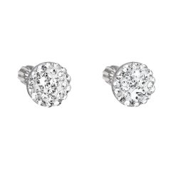 Stříbrné náušnice pecka s krystaly Swarovski bílé kulaté 31336.1 Krystal