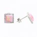 Strieborné náušnice kôstky s ružovým opálom a kryštálmi Swarovski Elements Rose Opal